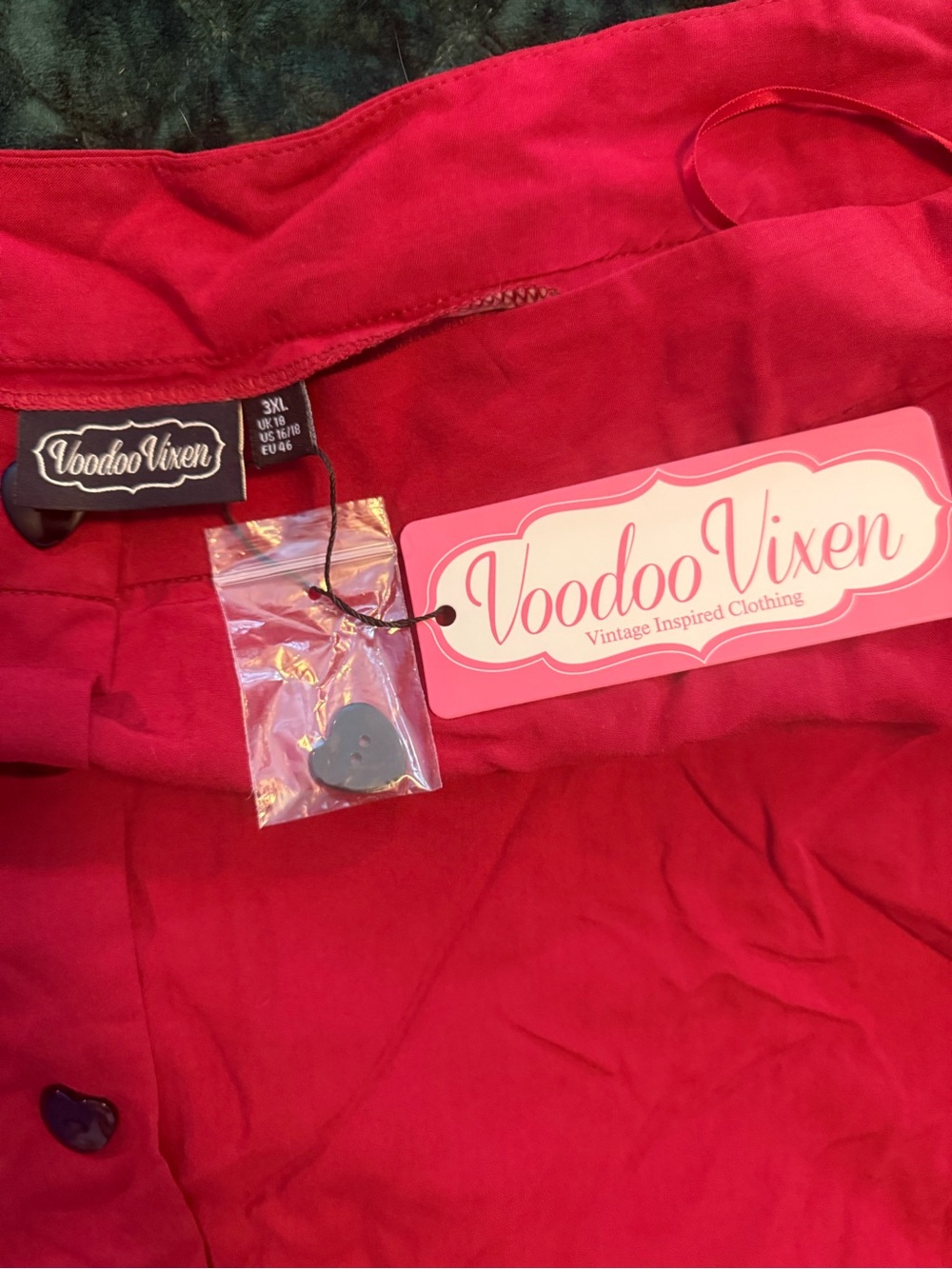 Voodoo Vixen Bright Red Vintage-Inspired Dress with Heart Charm